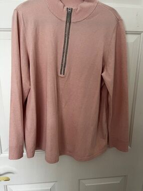 Chicos Pink Quarter Zip Sweater with Matching Pants Size 3